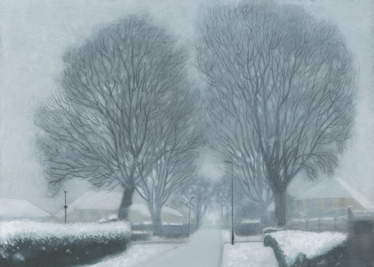 A Very Happy Christmas and New Year to all my followers. Early Morning Snowfall Isleworth: acrylic on canvas