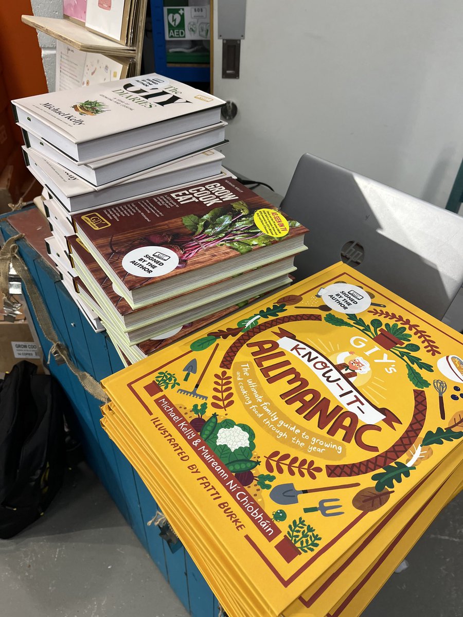 Lots of signed copies of our books ⁦@Grow_HQ⁩ and only minor cramp