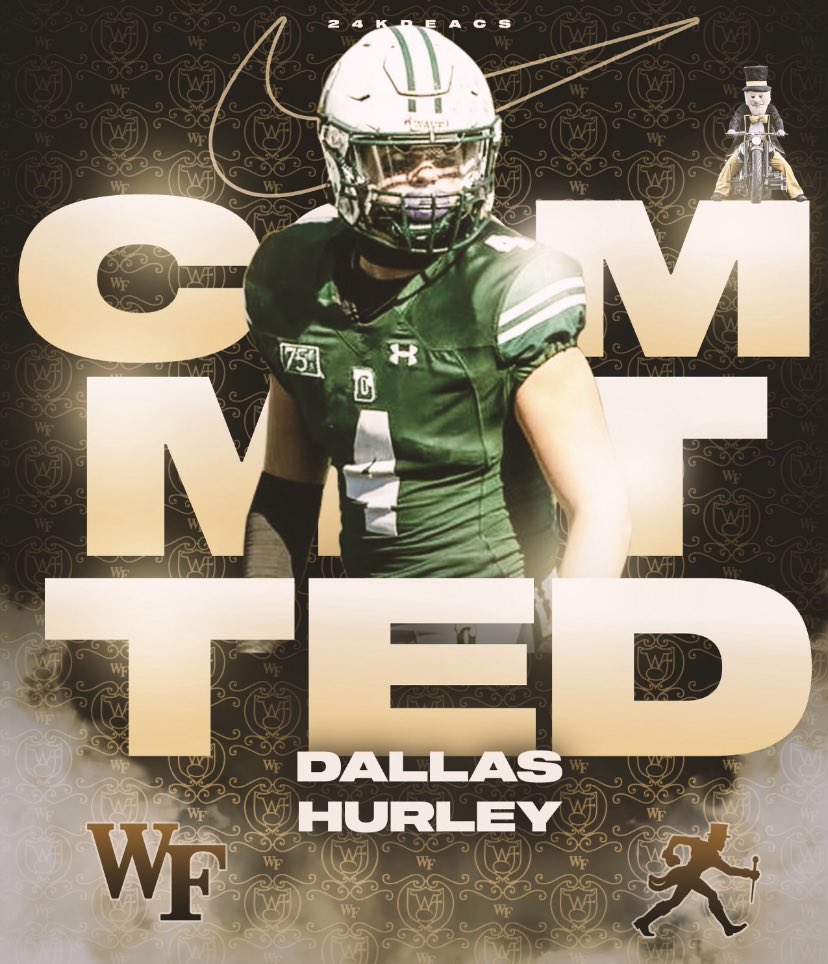 100% COMMITTED!!!!! Couldn’t be more excited! Thank you to my coaches, family, teammates, and everyone that has helped me throughout this process. @CoachClawson @Coach_SmartWF @Glenn_Spencer @WakeFB @Coach_Leo24 @BrianJBowers5 @MrFlynnWave @_Coach_Chi @rjcobbs @DelbartonFB