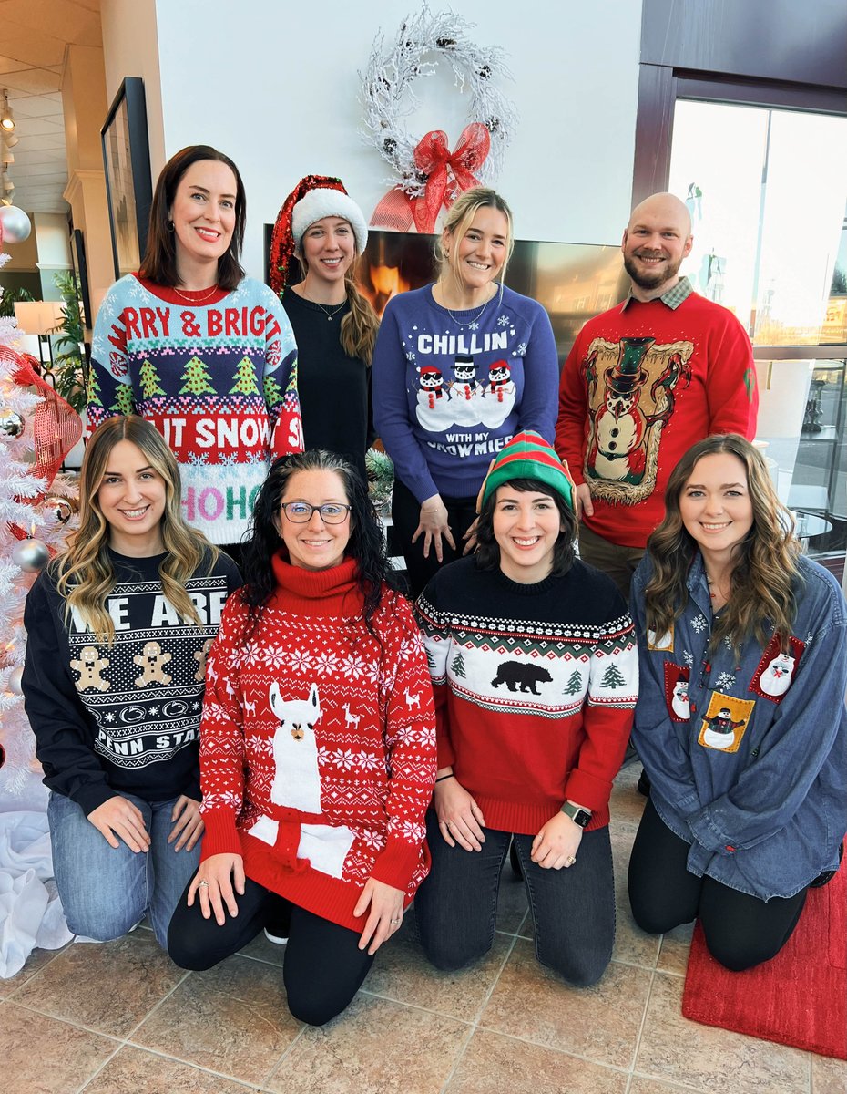 Happy National Ugly Christmas Sweater Day from the Marketing Team here at Levin! 🎄🎉 Can you spot the llama? 👀🦙 Our Director of Marketing is rocking a festive sweater that pays tribute to our beloved Levin Llamas that support the Free Care Fund at Children's Hospital! ✨