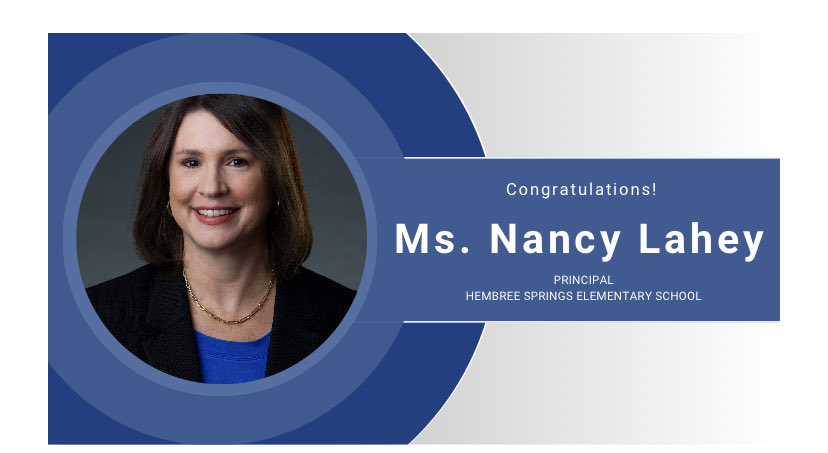 Please join me in congratulating Ms. Nancy Lahey, new principal ⁦@HembreeSprings⁩. Her experience & skills will add value to an amazing community. Go Hawks! ⁦@CJ_FCS_COS⁩ ⁦@kathastuart⁩ ⁦@nancy_lahey⁩ ⁦@FultonCoSchools⁩ ⁦