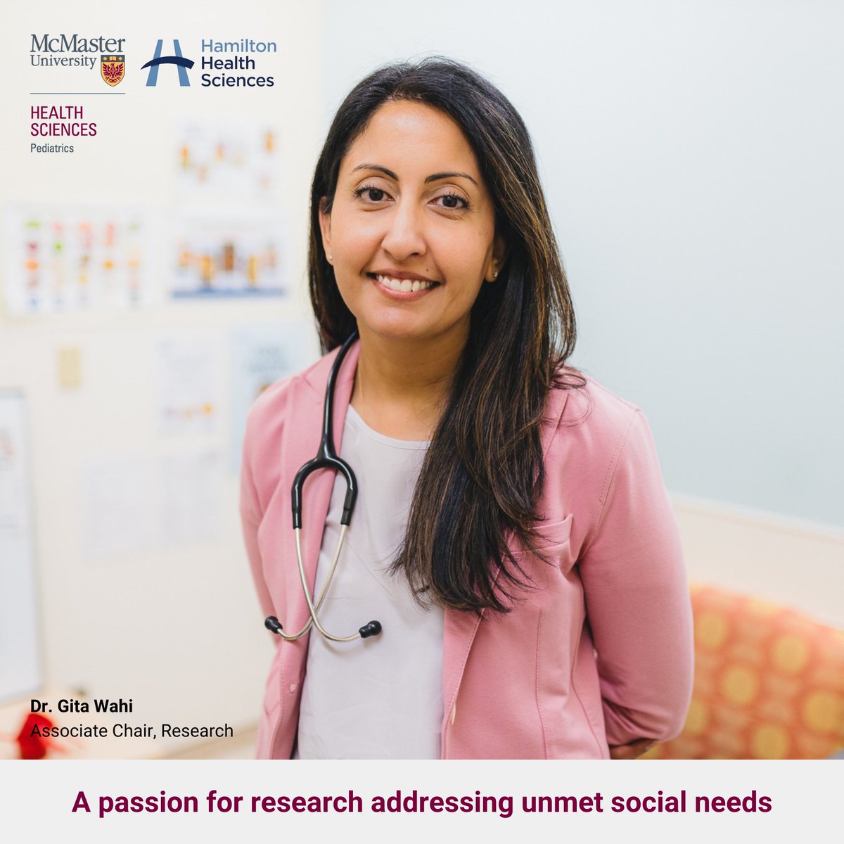 McMaster University Department of Pediatrics (@macupediatrics) on Twitter photo Dr. Gita Wahi (<a href="/gitawahi/">Gita Wahi</a>), our Associate Chair of Research, was featured in <a href="/HamHealthSci/">Hamilton Health Sciences</a>'s research spotlight.
She shares her research focusing on health promotion and health equity, including identifying and addressing unmet social needs of children & families.
#PedsResearch Dr. Gita Wahi (<a href="/gitawahi/">Gita Wahi</a>), our Associate Chair of Research, was featured in <a href="/HamHealthSci/">Hamilton Health Sciences</a>'s research spotlight.
She shares her research focusing on health promotion and health equity, including identifying and addressing unmet social needs of children & families.
#PedsResearch
