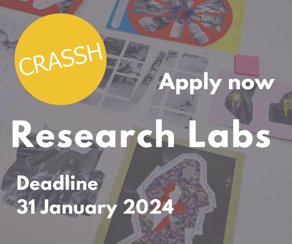 🚨 NEW! CRASSH Research Labs Research Labs will facilitate innovative practices of collaborative working in the arts, social sciences & humanities, both within and beyond the University and run for two years in the first instance 🔗 bit.ly/3NslpAi ⏳ Apply by 31 Jan 2024