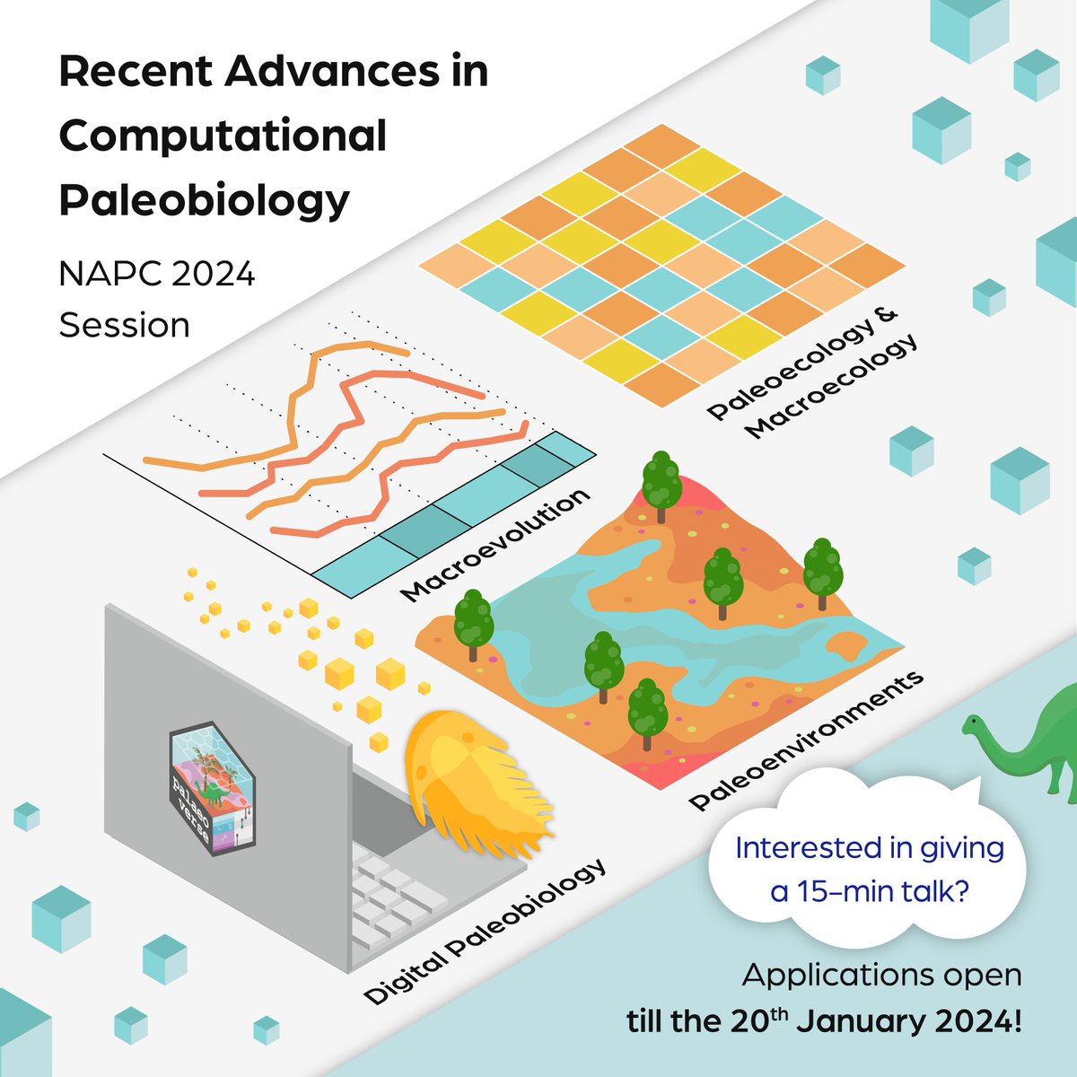📢Are you on the cutting edge of the development and/or application of new methods in #computational #paleobiology 💻🐚🦴? Submit an abstract to our #NAPC2024 session 'Recent Advances in Computational Paleobiology'!

Submissions are open until January 20:
sites.lsa.umich.edu/napc2024/prepa…