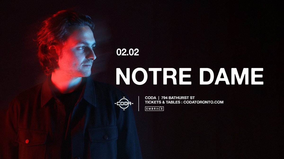 JUST ANNOUNCED: NotreDame brings his emotionally charged tracks to CODA this February 2nd. Tickets are on sale now! 🎟️ tinyurl.com/bd4z2ht2