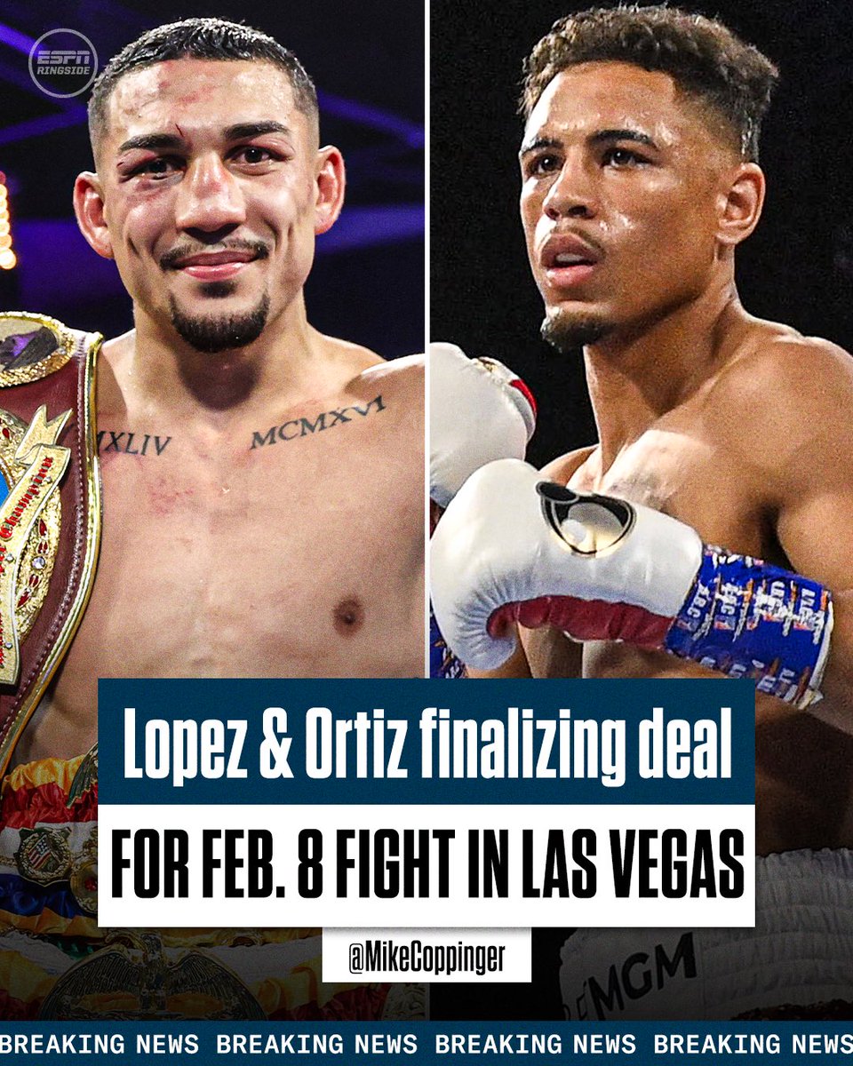 Teofimo Lopez and Jamaine Ortiz are finalizing a deal to fight for Lopez's WBO junior welterweight title on Feb. 8 in Las Vegas, sources told @MikeCoppinger.
