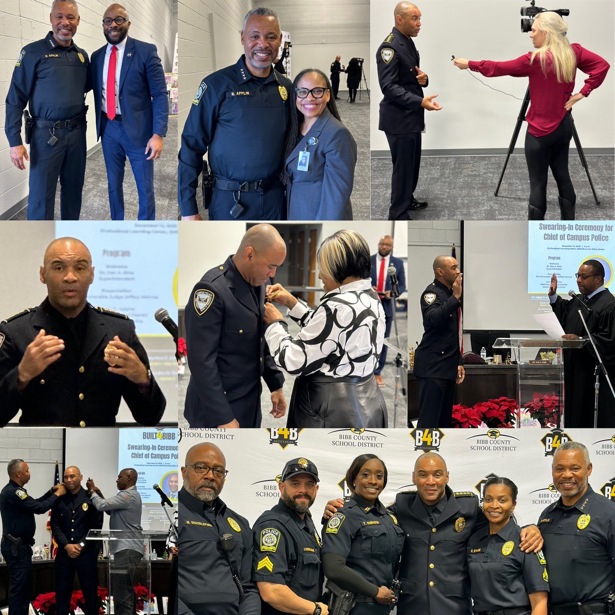 Yesterday we were honored to hear witness to the swearing in of former @apsupdate Major Curtis Adams as the Chief of Police for @BibbSchools and bonus visits with @dan_a_sims and @KLovettDSE @OpsAps