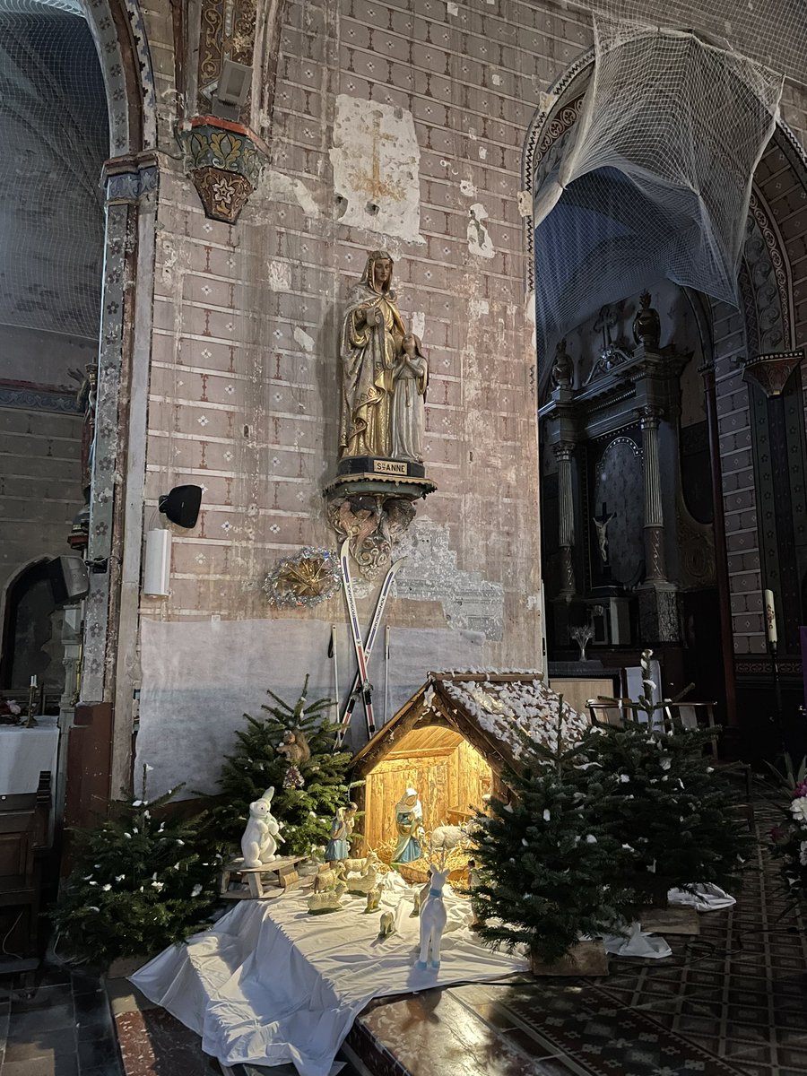 Saint Ann (with skis) looks down on a busy nativity scene (pics in next post).