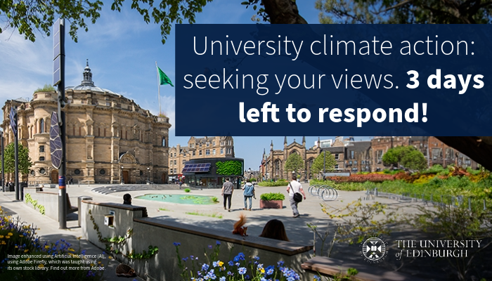 ⏰ You only have three days remaining to share your opinions and contribute to @EdinburghUni's response to the climate and nature crises! 📅 Respond by Monday 18 December, 12 noon ➡️ edin.ac/climate-strate…