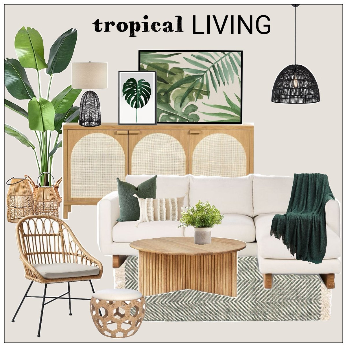 Tropical LIVING 🌴. Conceptual Design Board idea. Styled by @stageitandlistit.
.
.
#design #interiordesign #decor #decorating #inspirationboard #creatingspaces #foyerdesign #interior #homedecor #architecture #home #interiors #homedesign #interiordesigner #decoration #designer