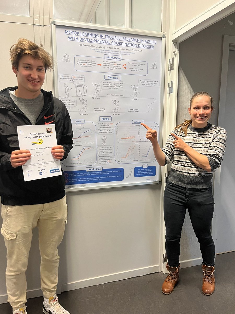 Mireille Augustijn (@augmireille) on Twitter photo Very interesting presentations today at #vbsw symposium. Proud of our research minor student who won both awards for his poster presentation on #motorlearning in adults with #dcd. <a href="/freddeconinck/">Frederik Deconinck</a> Very interesting presentations today at #vbsw symposium. Proud of our research minor student who won both awards for his poster presentation on #motorlearning in adults with #dcd. <a href="/freddeconinck/">Frederik Deconinck</a>
