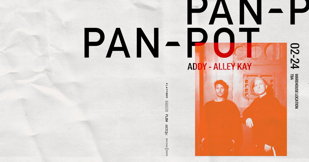 JUST ANNOUNCED: Berlin-based techno duo Pan-Pot are hitting the decks at a TBA Warehouse on Saturday, February 24th! Tickets are on sale now! RSVP: tinyurl.com/yck5mum9
