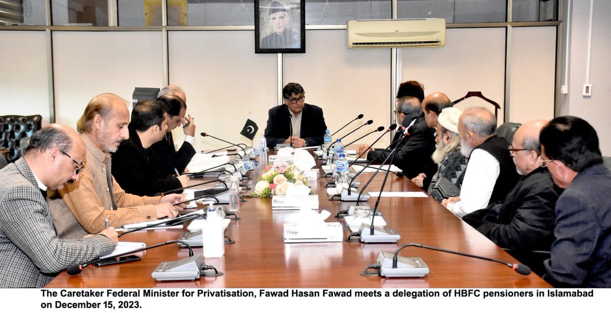 A delegation representing the pensioners of House Building Finance Company Limited ( HBFC) called on the Federal Minister for Privatisation, Fawad Hasan Fawad, today at Privatisation Division. Details available at privatisation.gov.pk/NewsDetail/ZTZ… @GovtofPakistan @fawadhasanpk