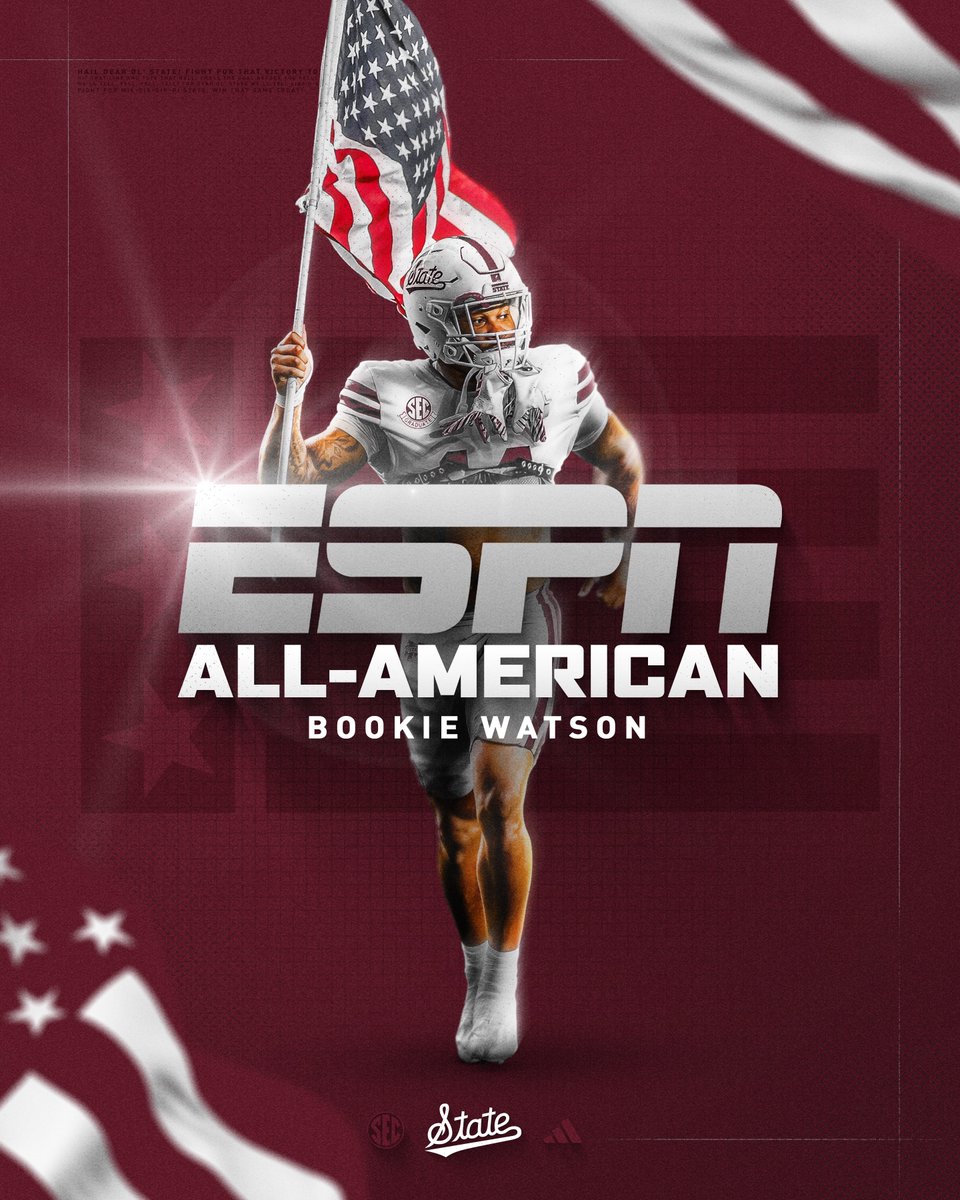 Another All-American Honor For Bookie, who has been named to the 2023 ESPN All-America team! 📰 » hailst.at/41m3GQZ @Nathaniel_ATH | #HailState🐶