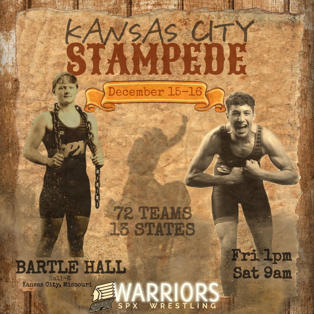 SPX Wrestling (@spxwrestling) on Twitter photo KC Stampede starts today!
LETS GO!!!!
<a href="/kcstampede/">KC Stampede Wrestling</a> <a href="/stpiusxhskc/">St. Pius X H. S.</a> <a href="/SPXboosterclub/">WarriorPrideSPX</a> <a href="/dkcsjschools/">Diocese of Kansas City-St. Joseph Catholic Schools</a> <a href="/missouriwrestle/">Missouri Wrestling</a> KC Stampede starts today!
LETS GO!!!!
<a href="/kcstampede/">KC Stampede Wrestling</a> <a href="/stpiusxhskc/">St. Pius X H. S.</a> <a href="/SPXboosterclub/">WarriorPrideSPX</a> <a href="/dkcsjschools/">Diocese of Kansas City-St. Joseph Catholic Schools</a> <a href="/missouriwrestle/">Missouri Wrestling</a>