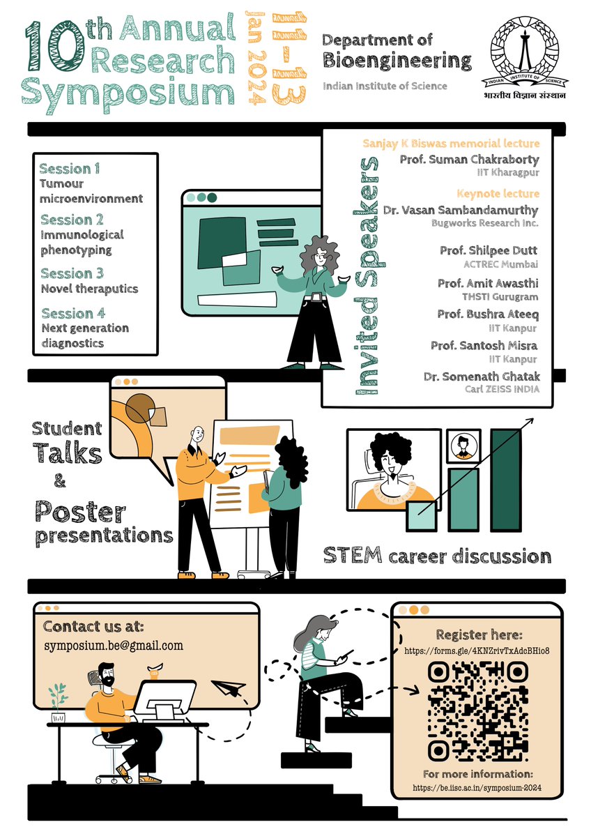 We're back with another exciting edition of our annual symposium! Exciting line up of speakers, student talks, posters, and discussion on STEM careers! Register: forms.gle/4KNZrivTxAdcBH… More details here: be.iisc.ac.in/symposium-2024/ Excellent poster design by @TheAviatorFrame