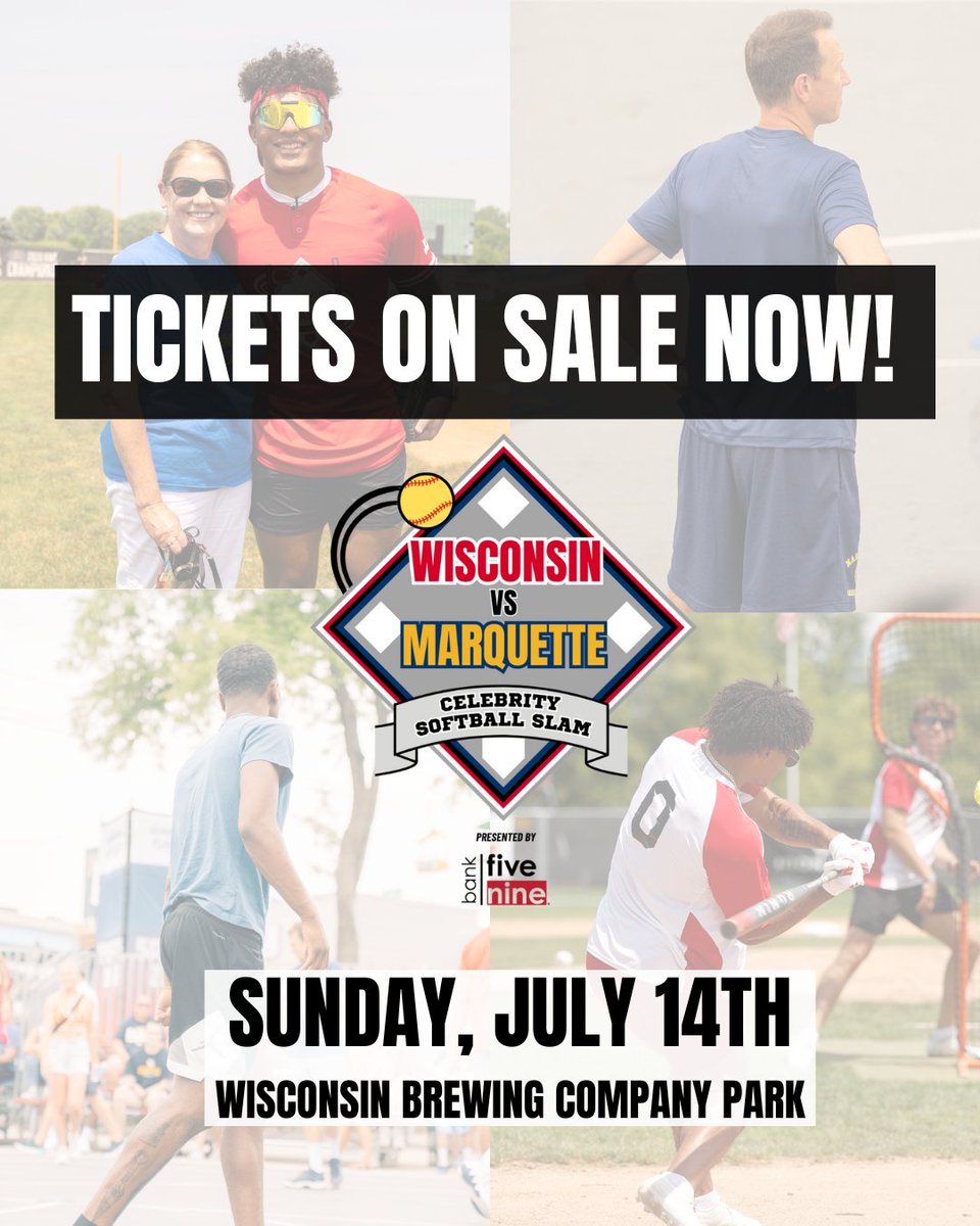 Grab your tickets to the WI vs MU Celebrity Softball Slam today!🥎 Link in bio!🎟️