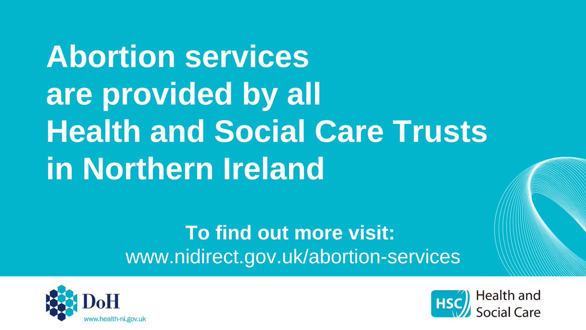 Abortion services are provided by all Health and Social Care Trusts in Northern Ireland. To find out more visit: nidirect.gov.uk/abortion-servi…