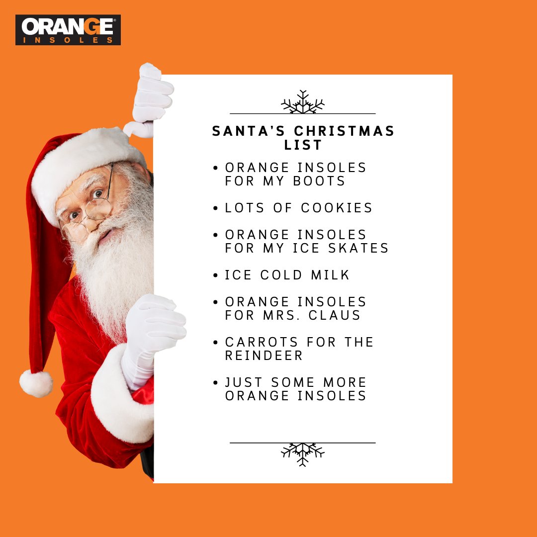 OrangeInsoles's tweet image. 🎅 Santa's got the ultimate comfort on his Christmas list, and it's all about Orange Insoles! 🍊✨ Step into the season with the gift of coziness and support. Even Santa knows, comfort is the real holiday magic! 🎁👟 #OrangeInsoles #SantasWishlist #StepIntoComfort
