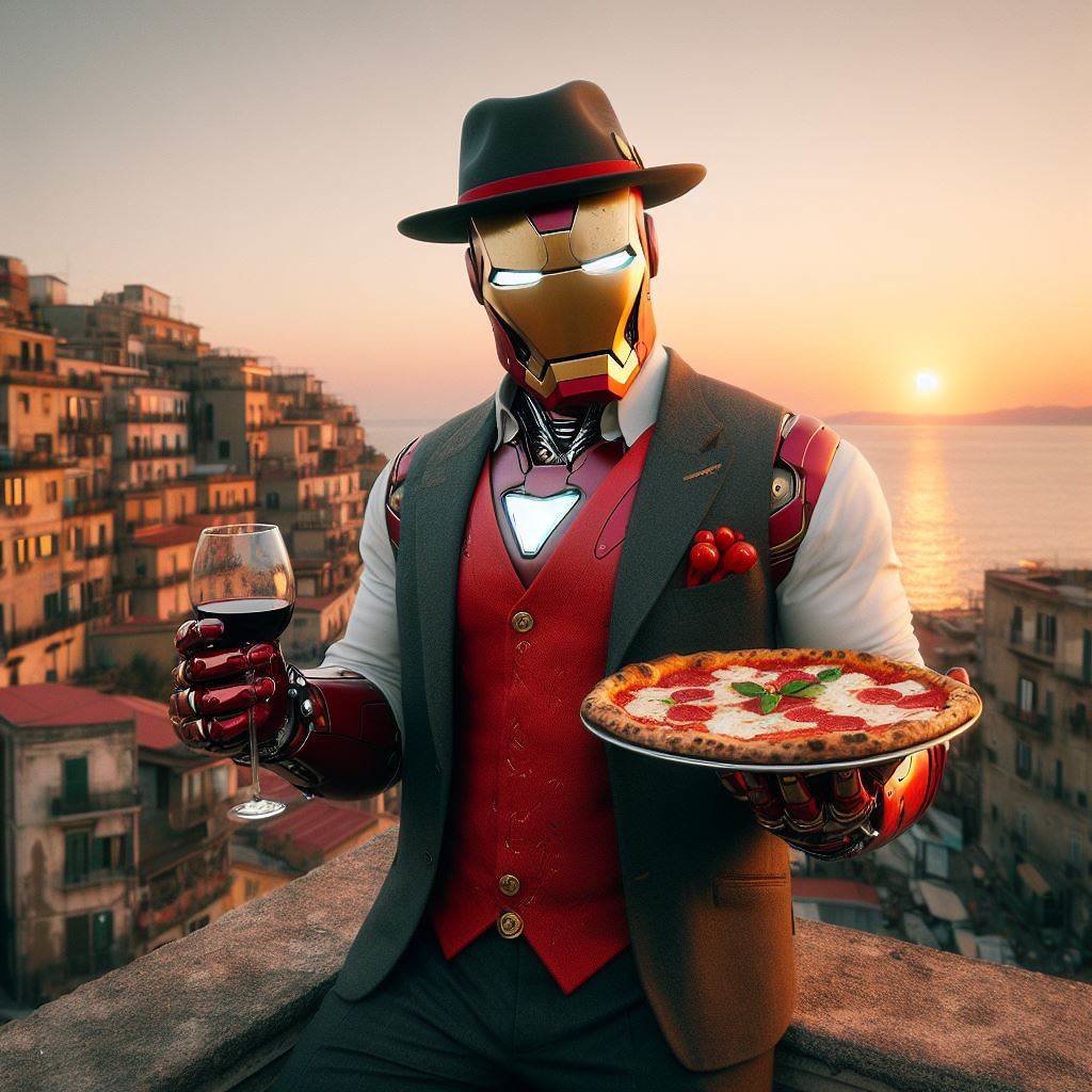 IRONMAN PARTENOPEO (AI)

#ironman #comics #fumetti #marvel #partenopeo #napoletano #pizza #vino #paronama #landscapephotography #intelligenzaartificiale #napoli #naples #artificialintelligence #italia #southitaly #sud