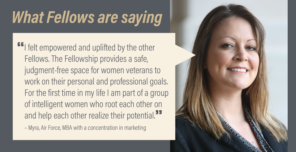 Former Fellow Myra says, “The Fellowship provides a safe, judgment-free space for women veterans to work on their personal and professional goals.”

Apply today to be a part of our 2023 #FWDFellows cohort! mfri.purdue.edu/FWDFellows