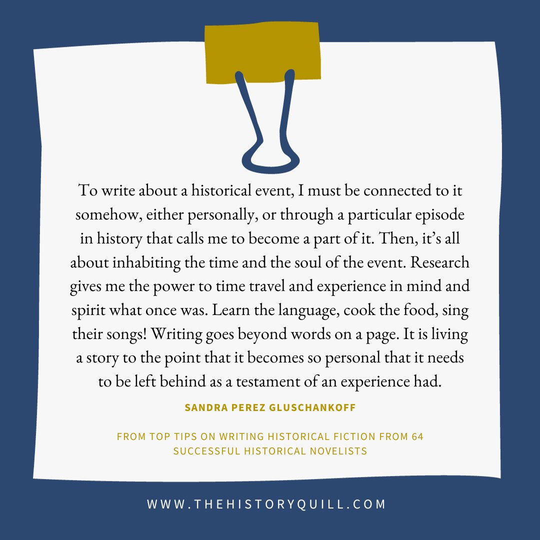 TheHistoryQuill's tweet image. How are you immersing yourself in the research and the time period?
(We love this advice from @SandraGluschank!)