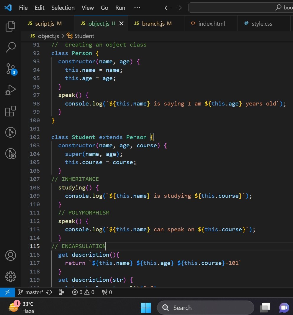 MaverickAlbert5's tweet image. Today, I dived into Object Oriented Programming (OOP) in Javascript. A programming style based on classes and objects. 😊
I was able to understand the 4 pillars, which include Inheritance, Polymorphism, Encapsulation, and Abstraction and how they can be used in programming. 😎…