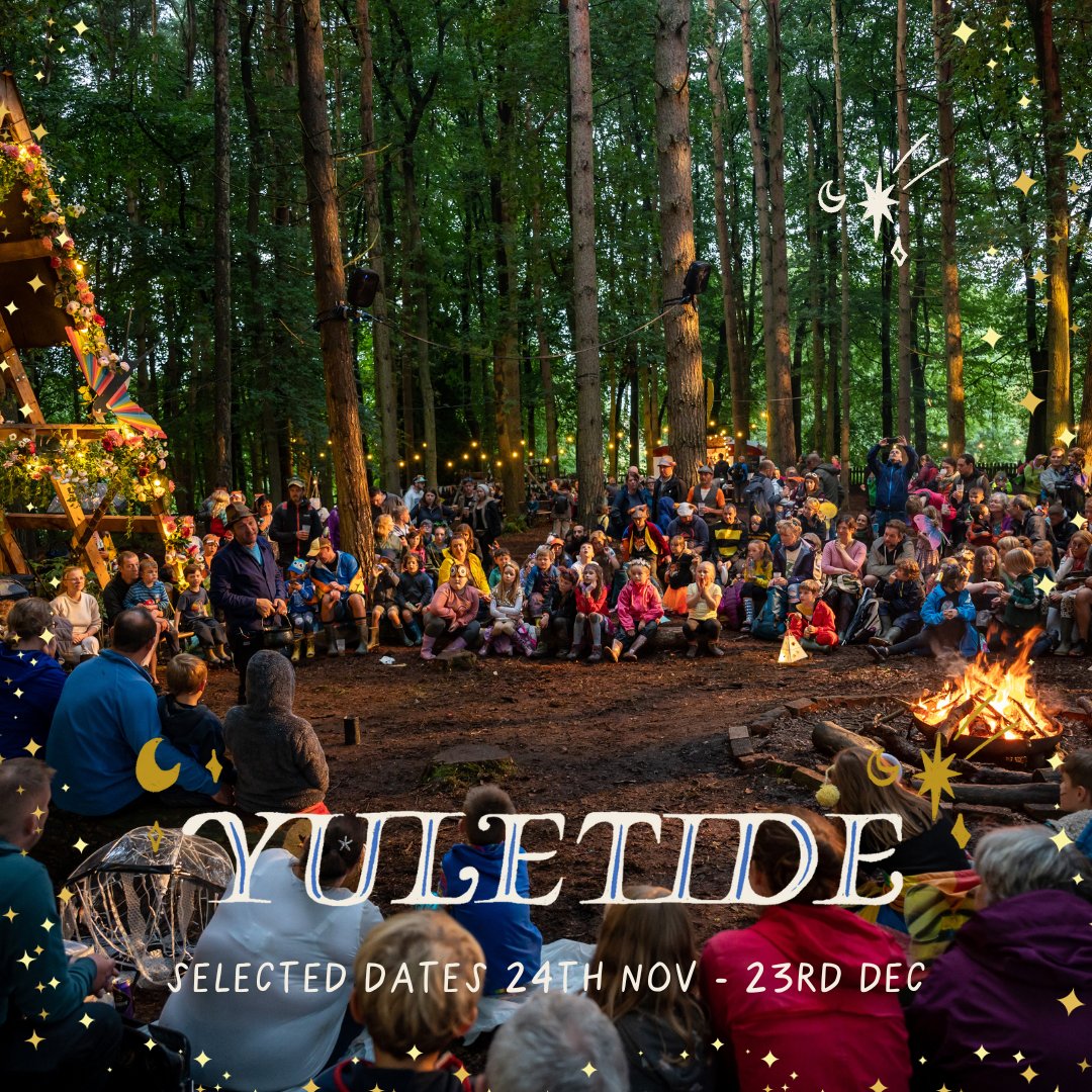 Step into a glittering adventure at #Yuletide by @_wildrumpus at @tatton_park 24 Nov-23 Dec! Roast marshmallows around the campfire, listen to enchanted stories of festive folklore, enjoy live music & fire juggling antics, & embark on The Glittering Trail! ow.ly/xgWE50Q9R5s