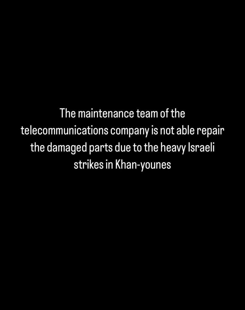 Connection lost The maintenance team of the telecommunications company is not able to repair the damaged parts due to the heavy Israeli strikes in Khan-younes