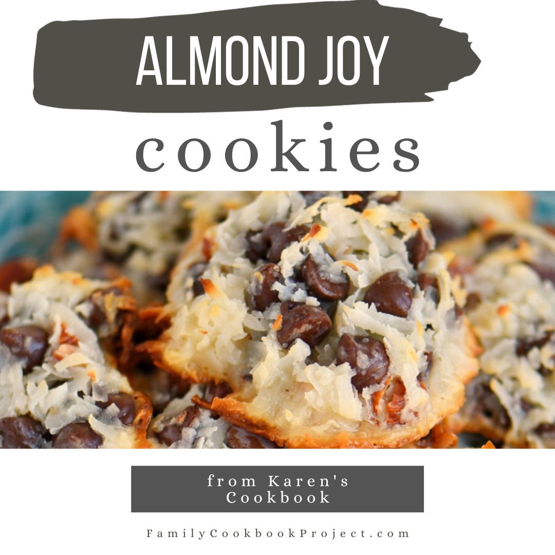 This recipe for Almond Joy Cookies is from Karen's Cookbook, created at FamilyCookbookProject.com. Start your own personal cookbook! It's easy and fun.
familycookbookproject.com/recipe/3510806…
 #familycookbook #cookies #christmascookies #cookierecipes  #familycookierecipes #bestcookierecipes