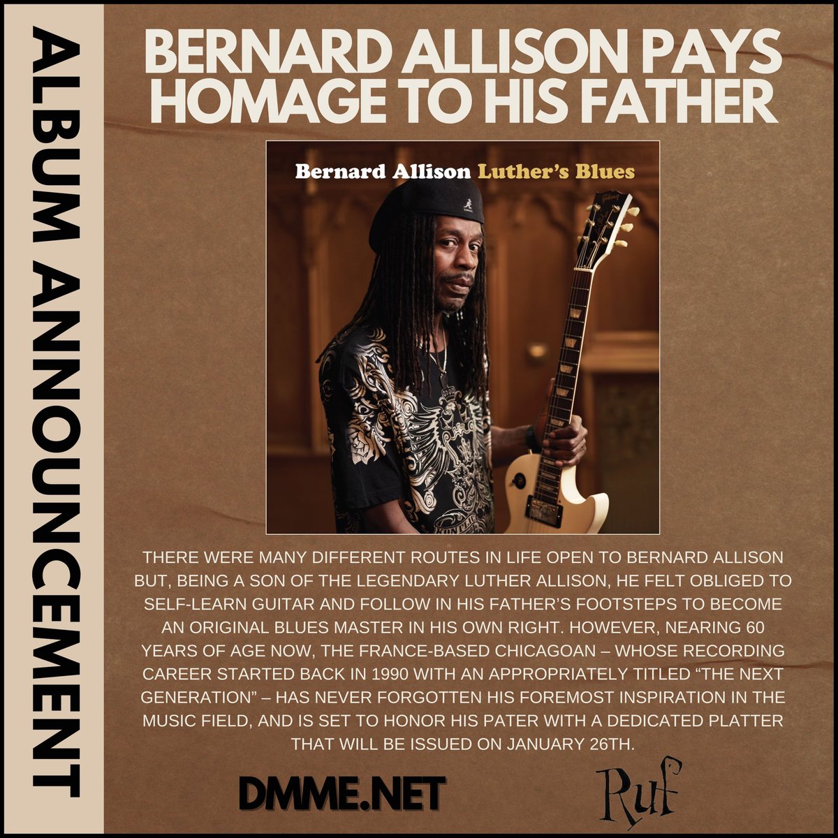 'Bernard Allison Pays Homage To His Father'💿 𝐀𝐋𝐁𝐔𝐌 𝐀𝐍𝐍𝐎𝐔𝐍𝐂𝐄𝐌𝐄𝐍𝐓: DMME.NET announces Bernard Allison’s upcoming album BERNARD ALLISON LUTHERS BLUES! ➡️ dmme.net/bernard-alliso… @BAmusicALLISON @BluesBrat