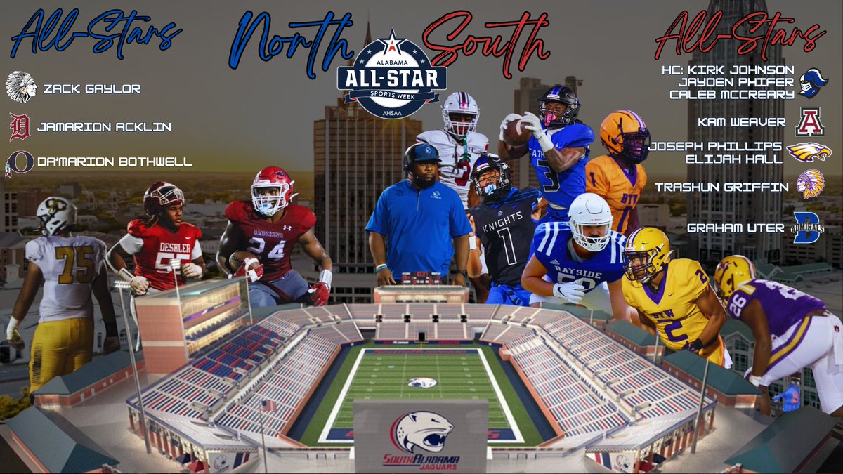 Good luck to everyone participating in the 65th AHSAA North-South game! 4a will be well represented. @CM_gridiron @AHSAAUpdates