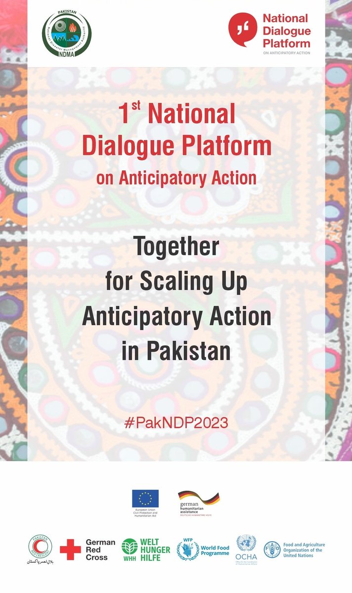 The #NationalDisasterManagementAuthority (#NDMA) in collaboration with the #deutschesRotesKreuz, #PakistanRedCrescentSociety, #FAO, #WFP, #Welthungerhilfe,and #UNOCHA are organizing the #1stNationalDialoguePlatform on #AnticipatoryActions in Pakistan.
#PakNDP2023 #NDP2023
