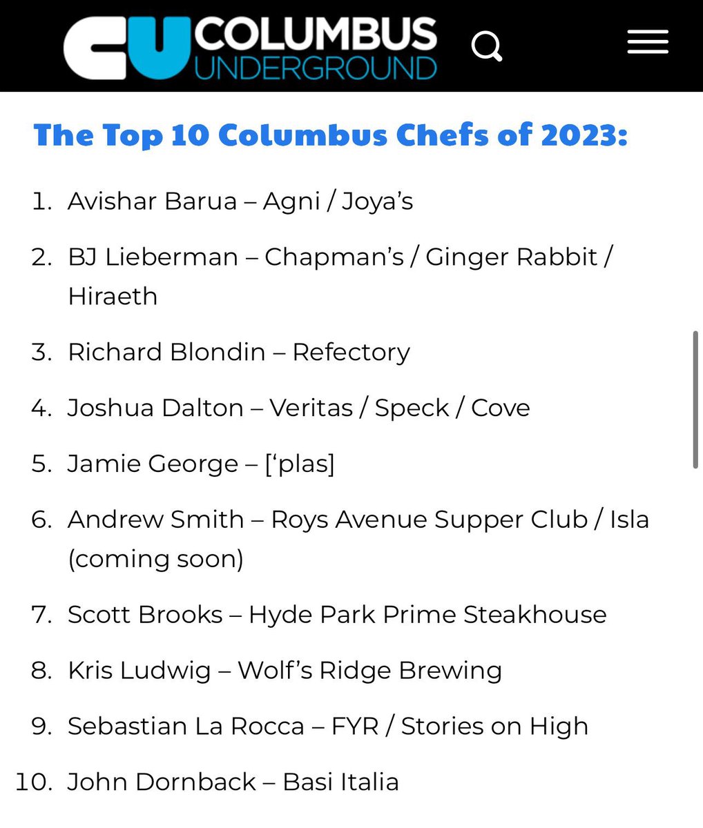 chefSLarocca's tweet photo. For 2 consecutive years, I’ve been selected among the TOP 10 Chefs in Columbus Ohio 🔥💪 THANK YOU to the @columbusunderground readers and @fyrshortnorth guests for your support! Congratulations to all the chefs on the list! I’m humbly proud of sharing this list with you all! https://t.co/7q5YyWWlud