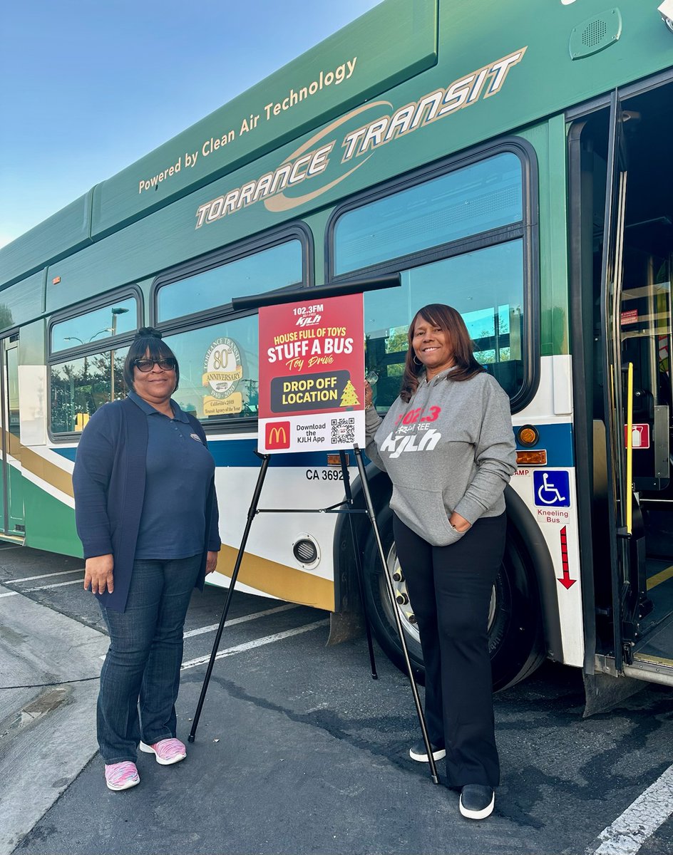 Today at McDonalds on 218th Street and Avalon with Kevin Nash and Andre Russell. Torrance Transit is partnering with 102.3 KJLH radio station to host a Stuff-A-Bus event. Please drop by and bring a toy. Help us stuff our bus, we are here until 8 PM today. Download KJLH App today
