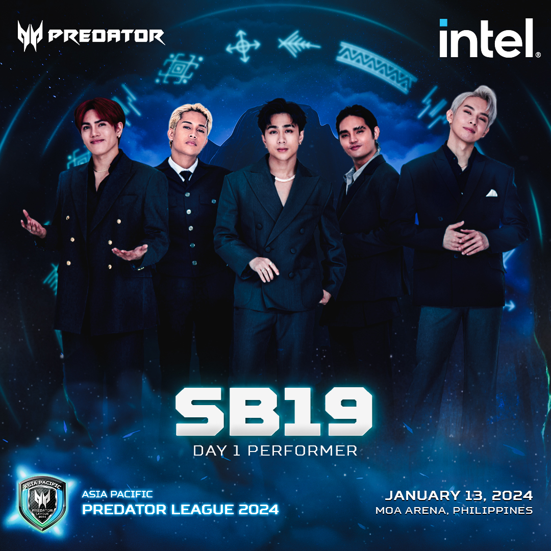#StandProud, gamers. We gonna go up! Buckle up and catch SB19 live at Day 1 of the APAC Predator League 2024, happening on January 13 at the Mall of Asia Arena!​ #PL2024​ #ItLiesWithin​ #PredatorLeague2024