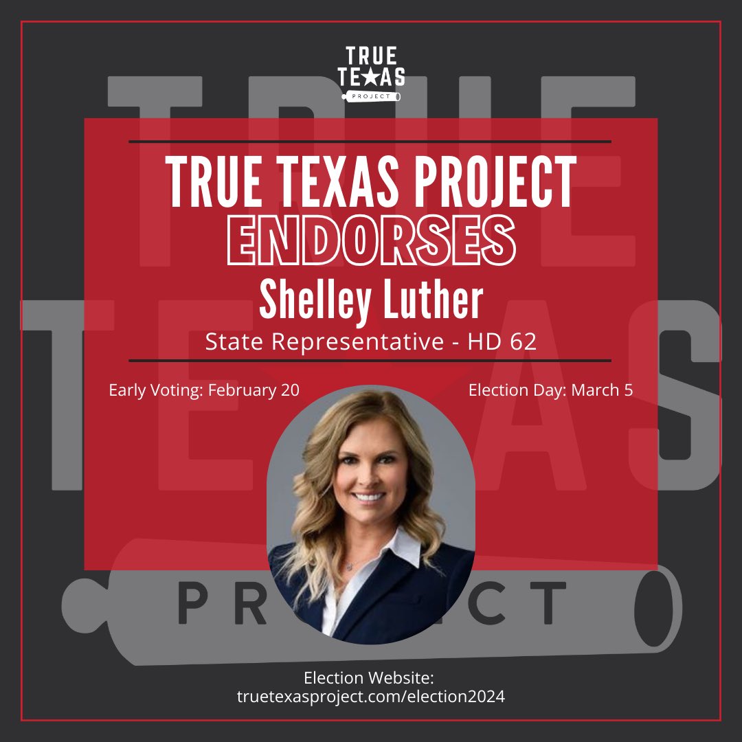 I’m honored to receive an endorsement from @TrueTXProject, a hard-hitting, no-nonsense organization of true, Conservative champions. Together, we will make Texas great again.