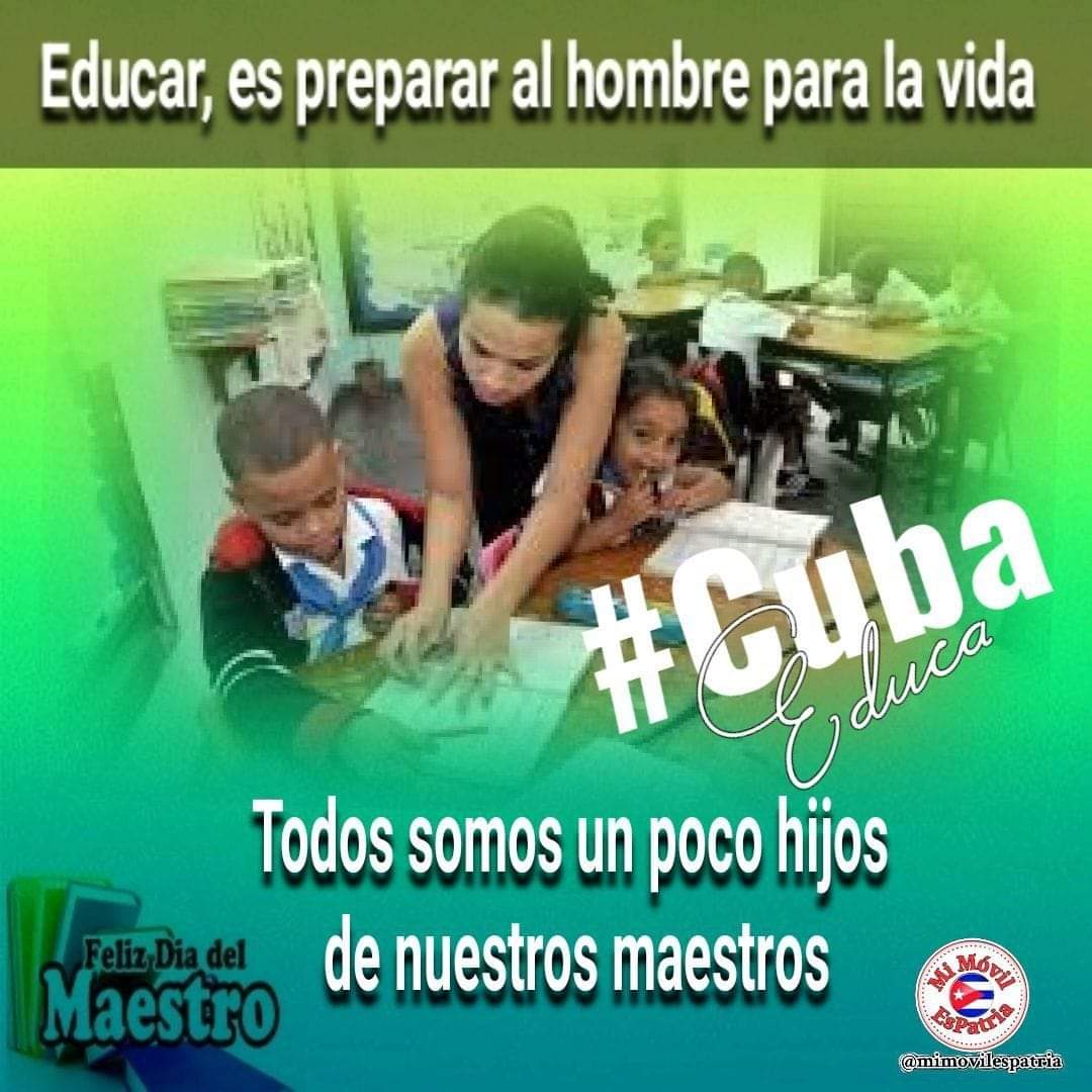 Felicidades Educadores en su día. 
#CubaEduca 
#JornadaDelEducador 
#ForjandoFuturo 
#AgroalimPorCuba 🇨🇺