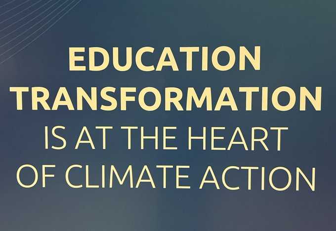 Education transformation is at the heart of #ClimateAction! Please retweet if you agree w/this #FridayFeeling from the @RewirEd_Summit! @UN @COP28_UAE @DubaiCares @BMZ_Bund @DFAT @DanishMFA @Noradno @CanadaDev @StatePRM @SIDA @DutchMFA @YasmineSherif1 #222MillionDreams✨📚