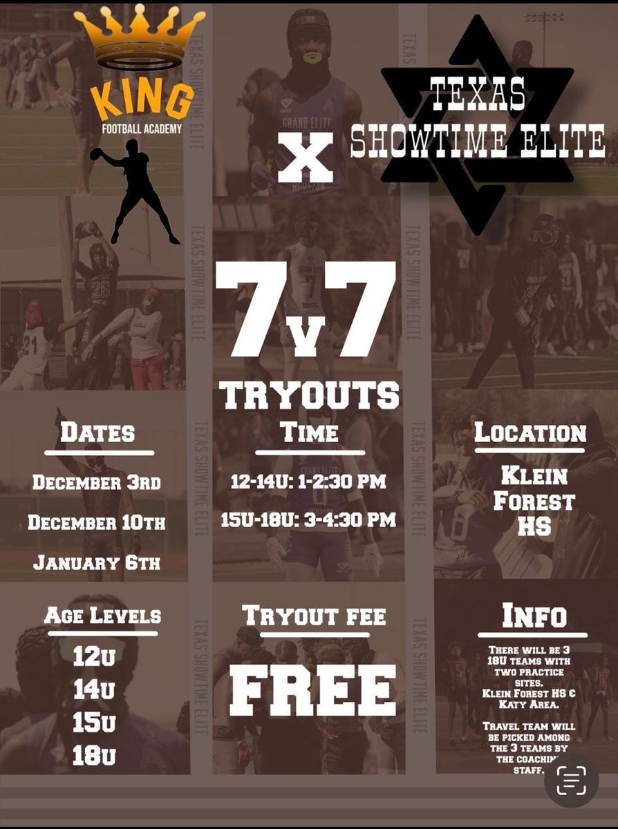 Tryouts are coming! Join us on January 6th! #itsaCulture - DM @hiseaustin for any questions. @BTG4youth @ReggieMcNeal1 @ShowtimeTexas @deric2sons #7v7 #hsfootball #kfa7v7