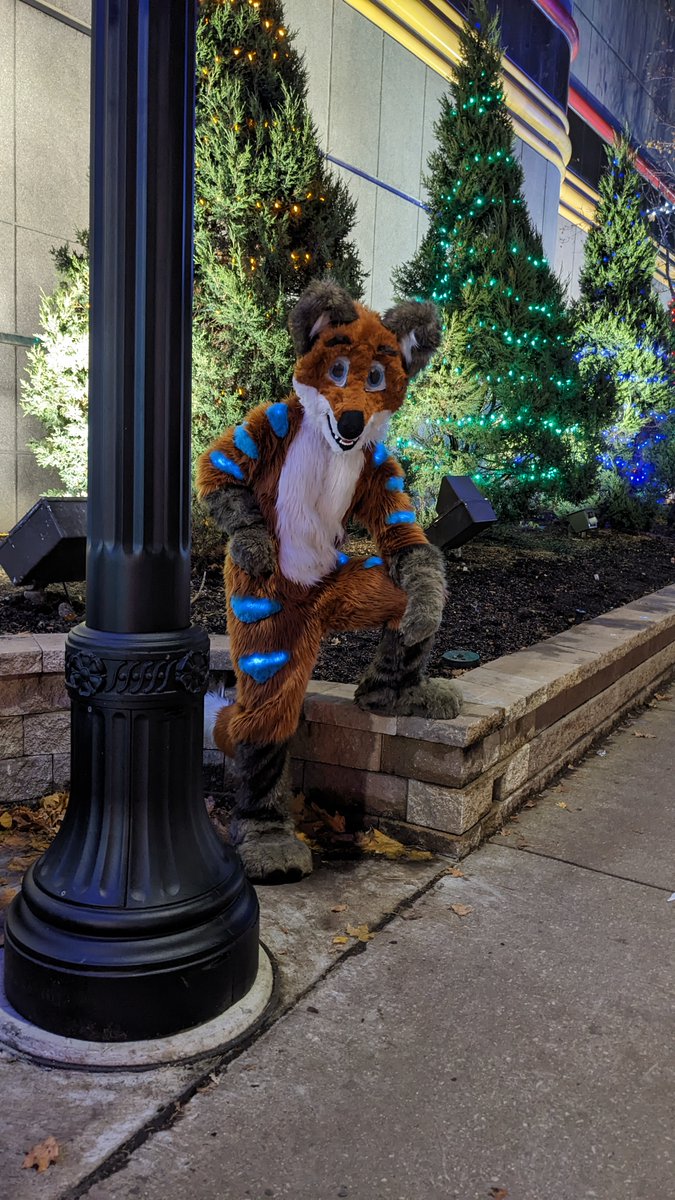 Hey there! You've made it to the winter solstice, enjoy the lights at night while they're here because the days are starting to get longer again! Wishing everyone a happy holiday season! #FursuitFriday #fursuit 📷@KossKelir @ #mff23
