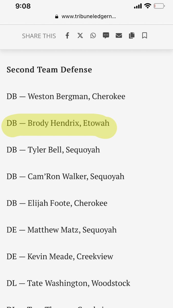 Honored to be named to Cherokee County’s 2nd team <a href="/Coach_MKemper/">Matt Kemper</a> <a href="/KDpena/">Coach Pena</a> <a href="/CoachMartin50/">Ben Martin</a> <a href="/CoachSugg/">Andrew Sugg</a> <a href="/Etowah_Recruits/">Etowah FB Recruits</a> <a href="/Etowahstrenght/">Etowah Works and Highlights</a> <a href="/etowahfootball/">Etowah Eagles Football</a> <a href="/NGASportsNet/">North Georgia Sports Network</a> <a href="/RecruitGeorgia/">Recruit Georgia</a> @velocity_tdr