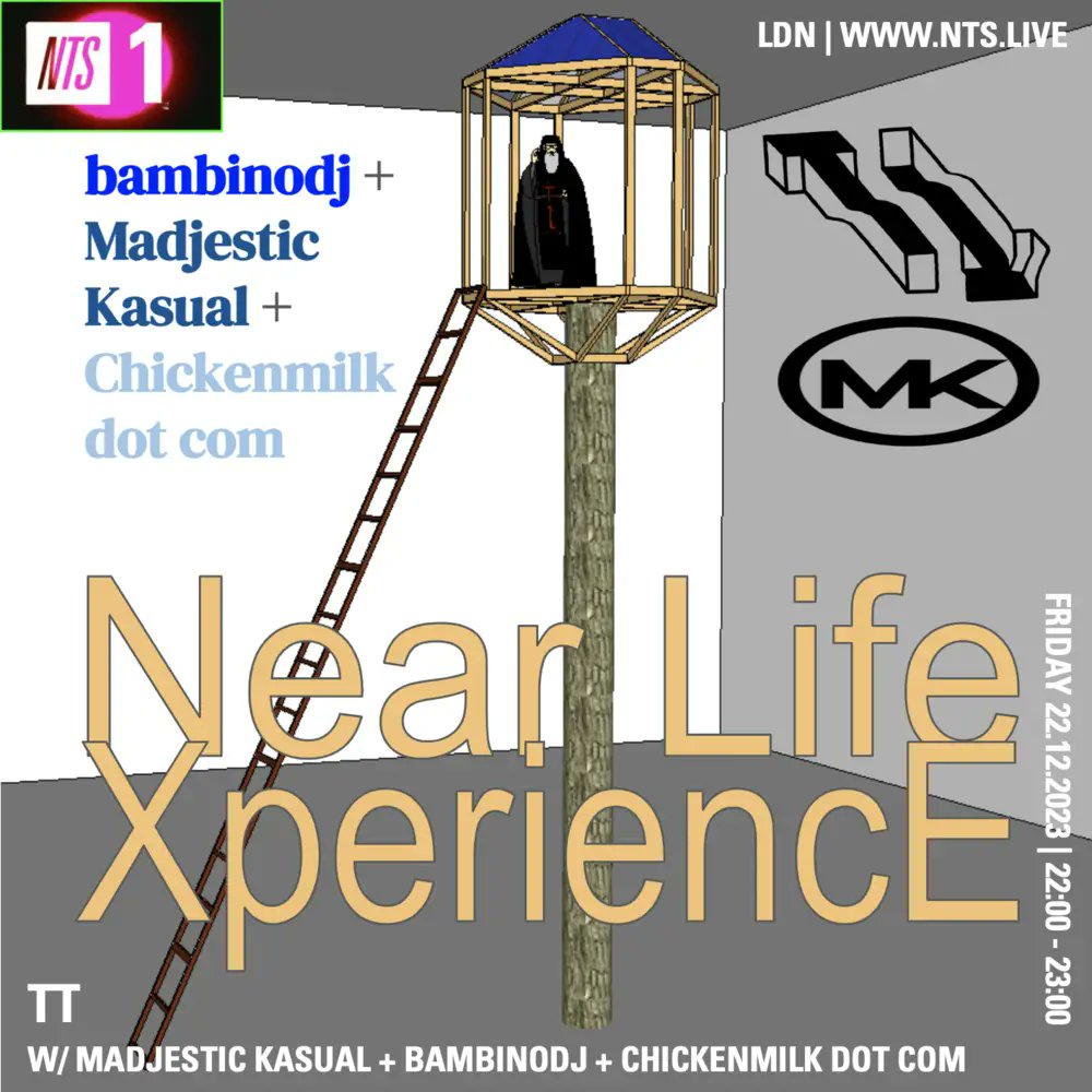 TT show on NTS, live now till 11pm UK. @MadjesticKasual + bambinodj + Chickenmilk dot com present ‘NEAR LIFE XPERIENCE’, an exercise in drip fusion and sauce exchange. It's a collab mix 😃