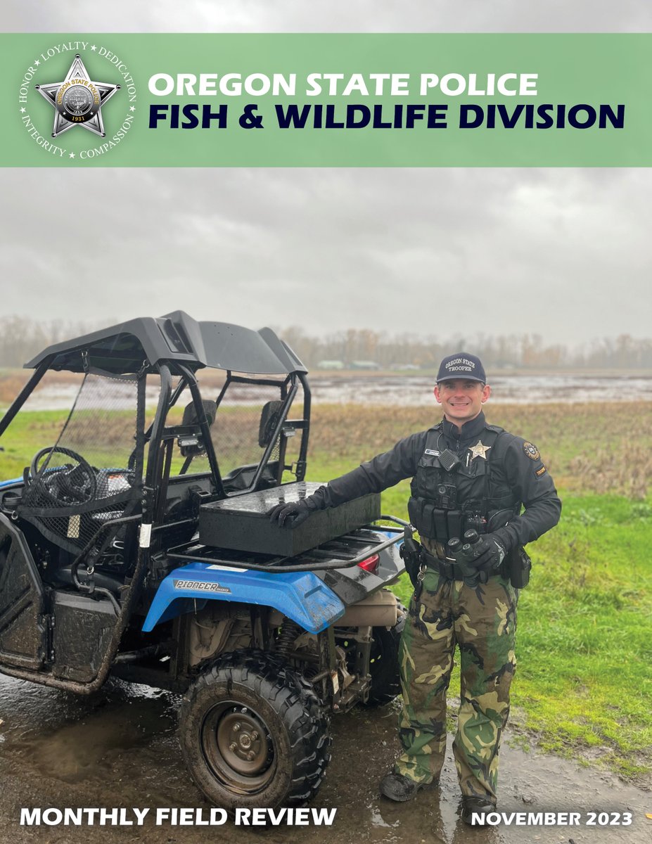 The @ORStatePolice Fish & Wildlife Division's November 2023 Newsletter is now available at: bit.ly/FWDNov23 #FishandWildlife #OSPatWork #YourOregonStatePolice #Shellfish #Hunting #Fishing #K9 #TurnInPoachers #StopPoaching #ProtectOregonsWildlife