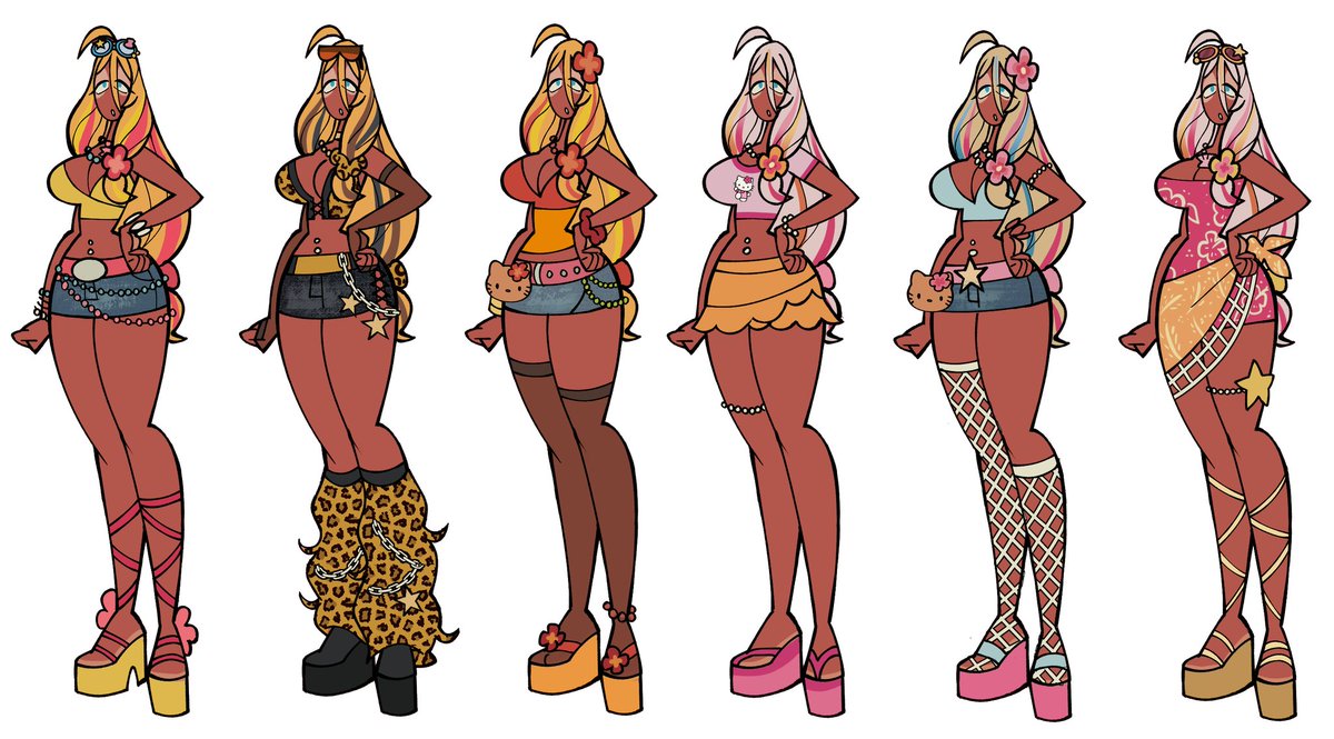 milkkirie's tweet photo. I decided to do more of these outfit lineup. I kind of don't want to draw them in the same outfits all the time, but these are good guides to their styles and whatnot. https://t.co/AzReT00csj