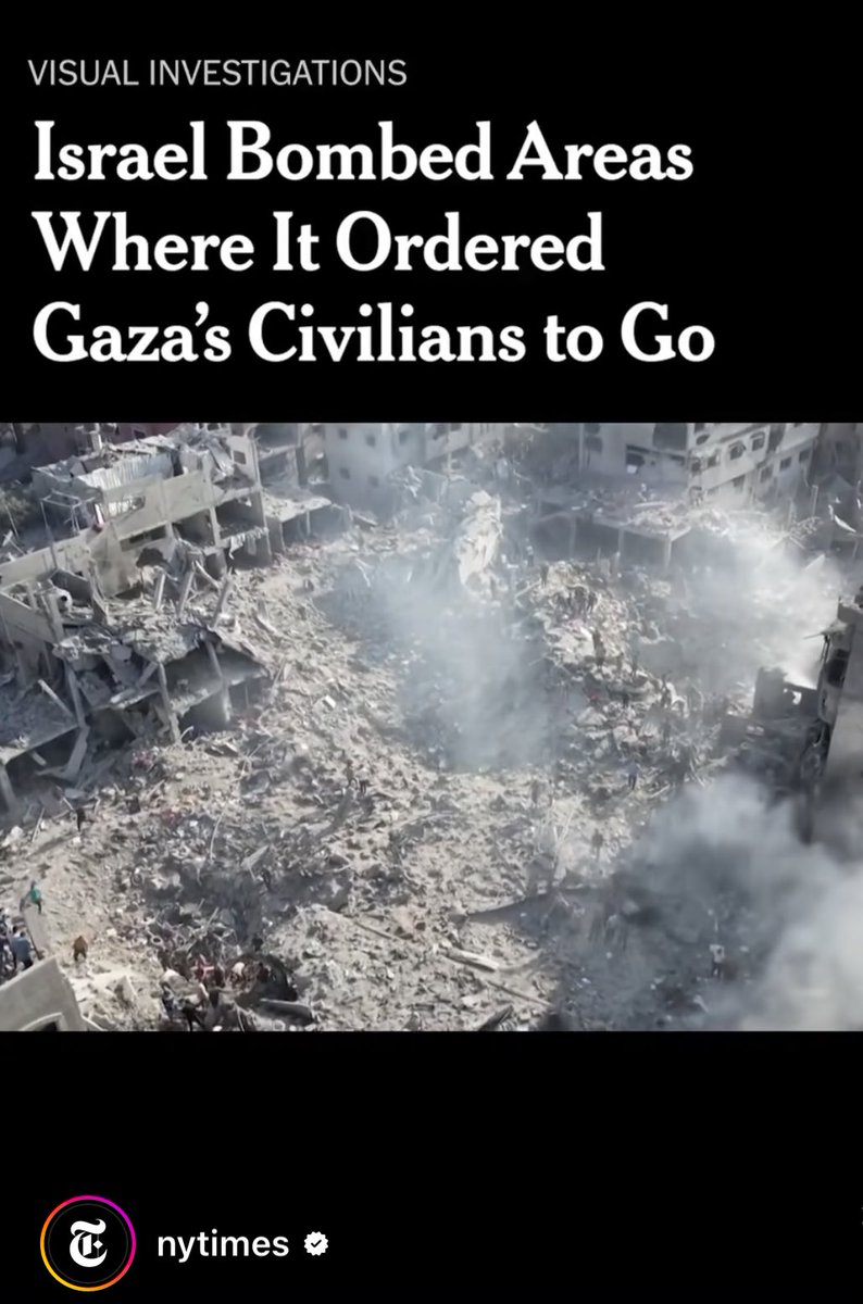 This is damning evidence. New York Times: Israel used 2000 pound bombs on areas it had designated as safe for civilians to evacuate to at least 200 times. “Our investigation suggests that, even for those following every evacuation order or advisory, there was no safety to be…