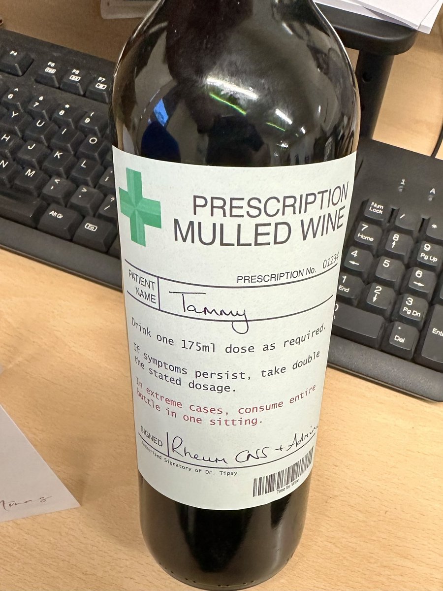 How fabulous is this! Thank you #teamrheumatology      <a href="/HarrogateNHSFT/">Harrogate NHS FT</a> I promise to follow my prescription 👌😜 Merry Christmas!! Xxx