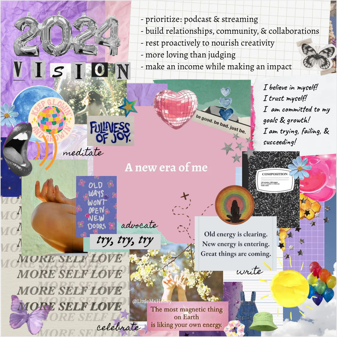 Made a 2024 vision board for the winter solstice! What are you calling in & manifesting for 2024? #VisionBoard #Moodboard