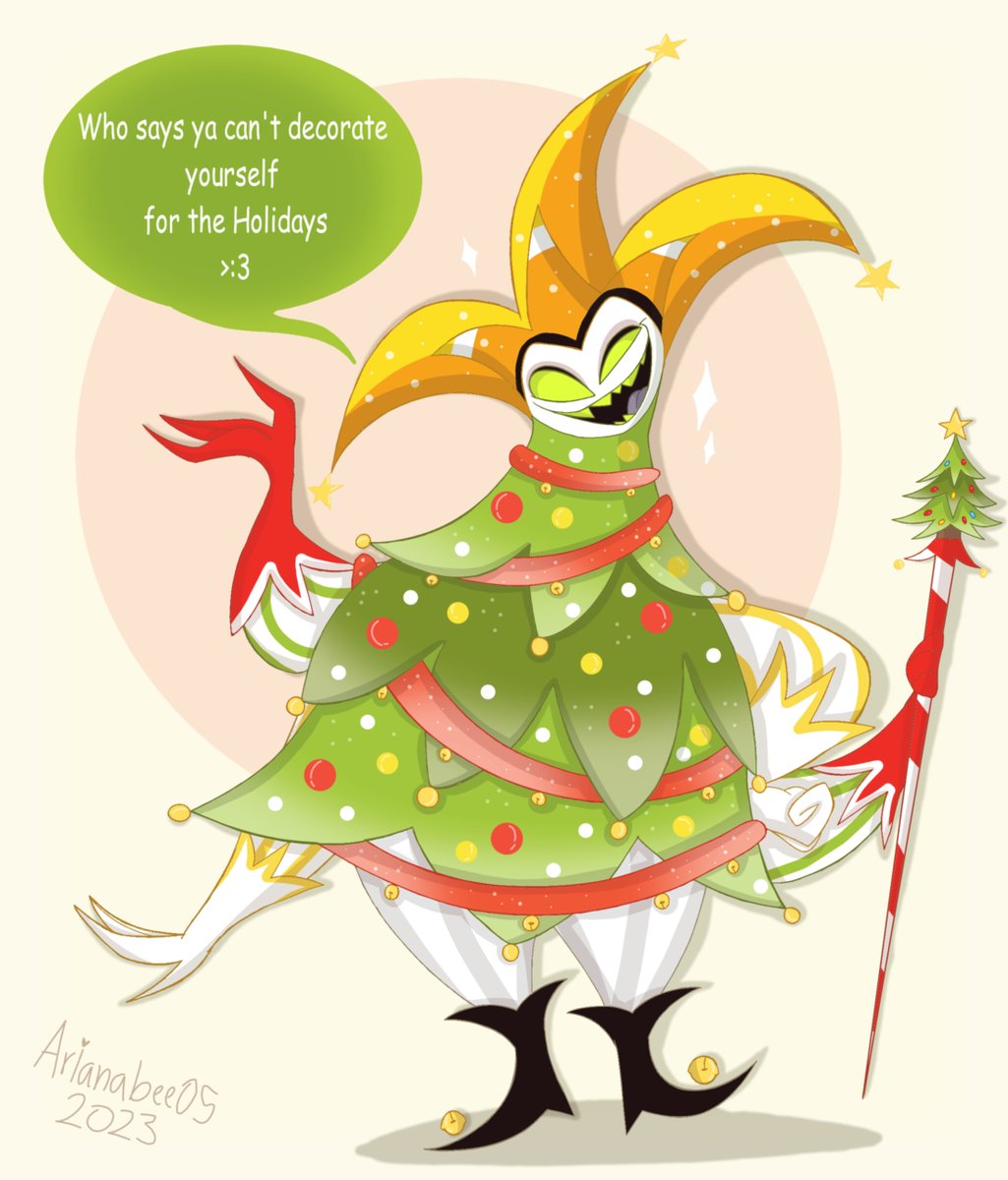 First time drawing Mammon, a friend of mine has been wanting me to draw this boi as a Christmas tree, it was a bit challenging with the design, but I think this is good😁🎄💖💖

#HelluvaBoss #HelluvaBossMammon #ChristmasTree #Demon #holidayart