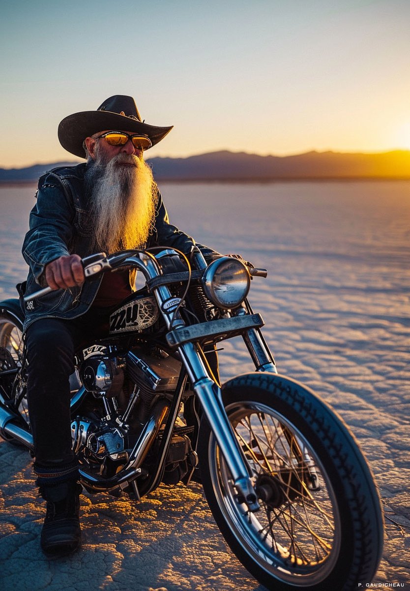 Grandpa's Ride at Sunset
#SunsetCruise #MotorcycleDiaries #OpenRoad #RideIntoTheSunset #BikerGrandpa #MotorcycleMoments #AgeIsJustANumber #MidJourneyV6 #AiGenerated #Ai